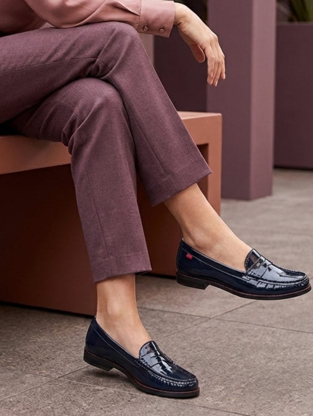 Marc Joseph New York East Village Navy Blue Patent Leather Loafers Size 9